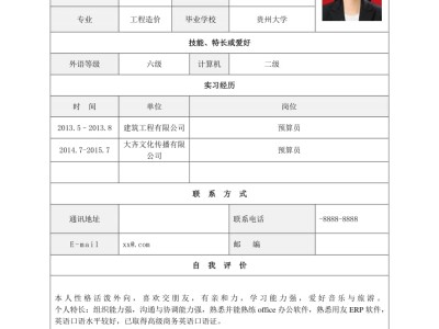 工程造價簡歷模板免費使用工程造價簡歷