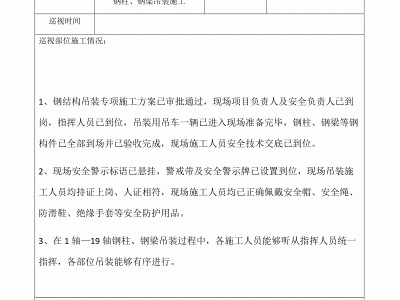 試驗監理工程師巡視記錄,試驗監理工程師巡視記錄范本