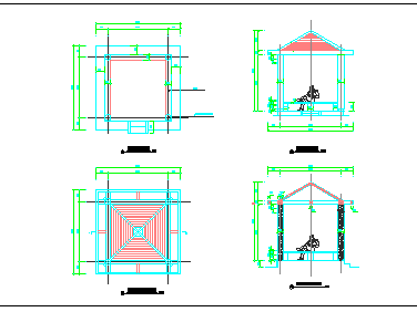亭子平面圖立面圖效果圖,亭子平面圖
