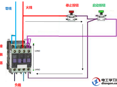 單相交流接觸器接線圖接觸器接線圖