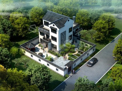 別墅鳥瞰圖實景,別墅鳥瞰圖